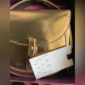 Sara Valente Calfskin Champagne Gold Crossbody Bag Convertible to Belt Bag